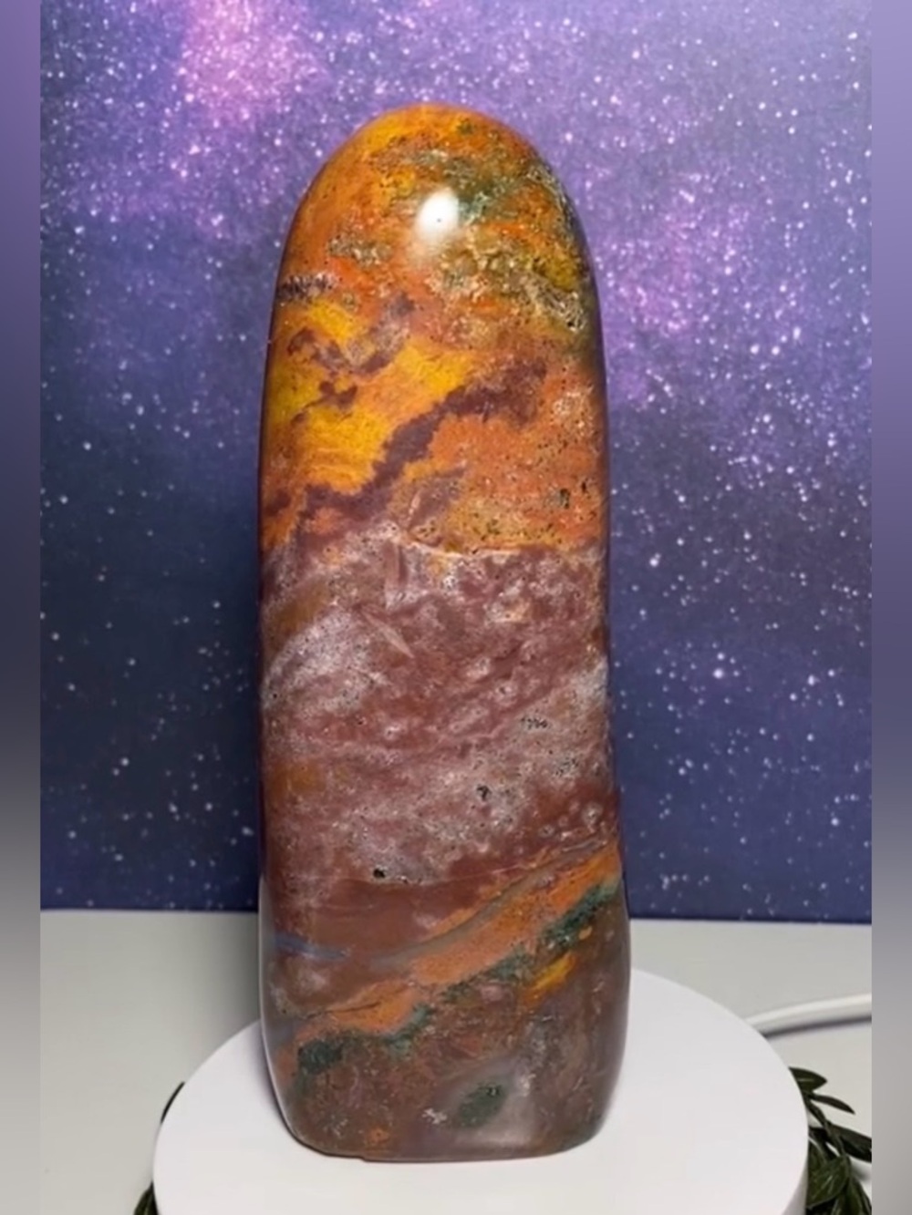 Polished Gorgeous Ocean Jasper Crystal Quartz Tower - Picture 12 of 14